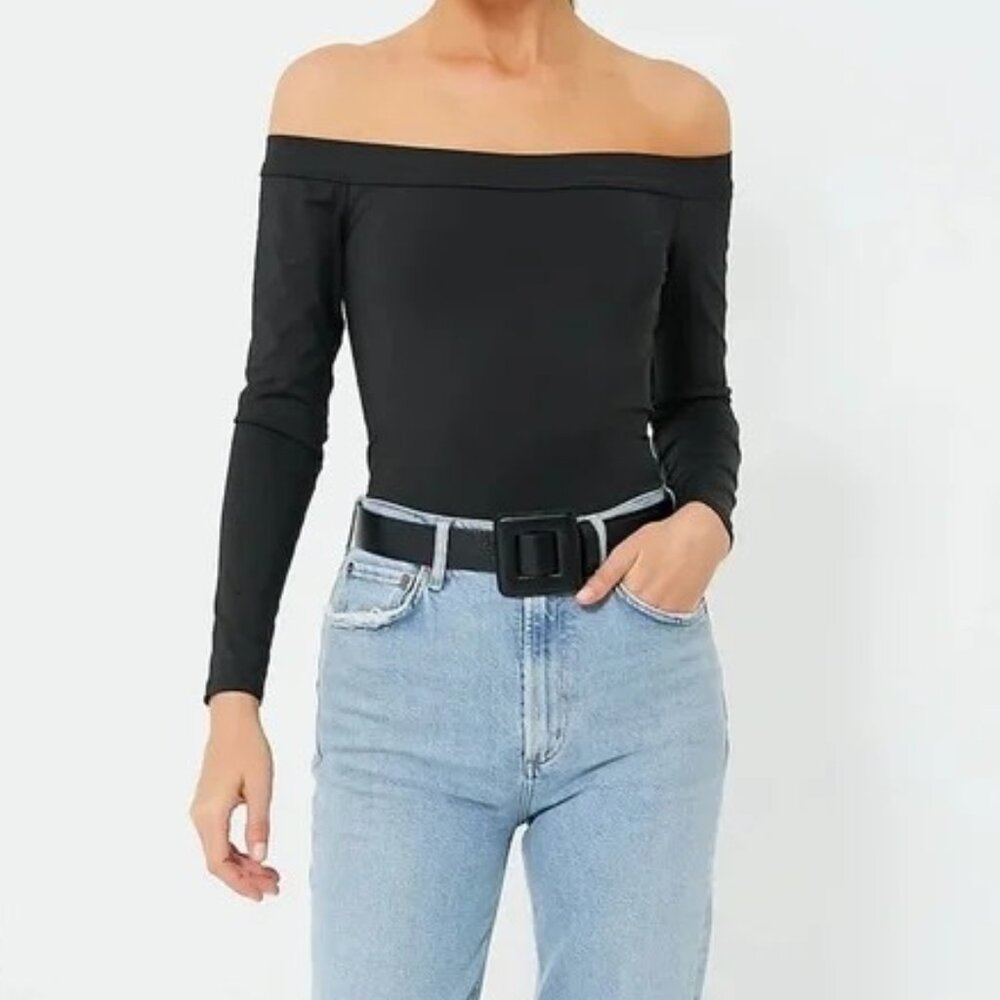 NWT Tuckernuck Black Off The Shoulder Laila Long Sleeve Top, XS/Small